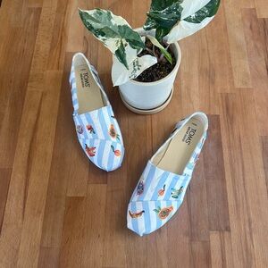 TOMS Blue Striped Slip-On Shoes